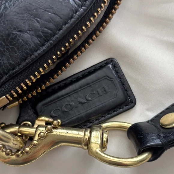Y2K COACH Poppy Hand Bag Leather Black w/ Shoulder Strap - Picture 8 of 8